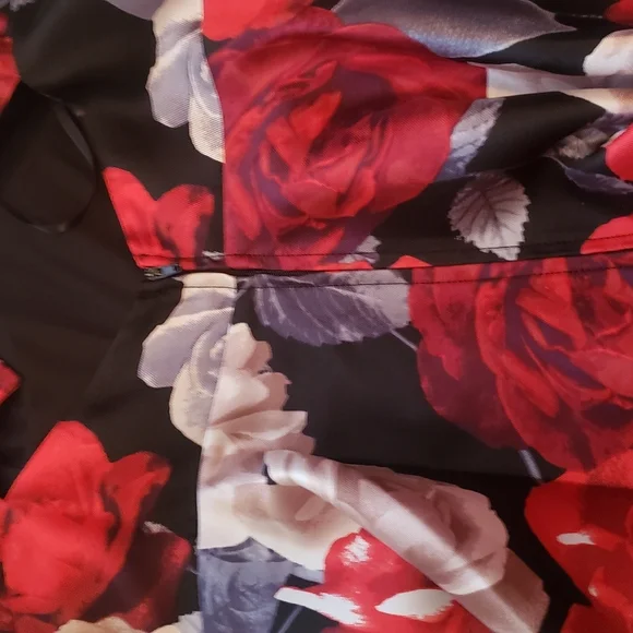 NWT 13 Trixxi Juniors Fit -Flare Red Black white Dress Floral Print - Picture 12 of 14